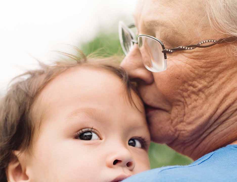 grandmother with child